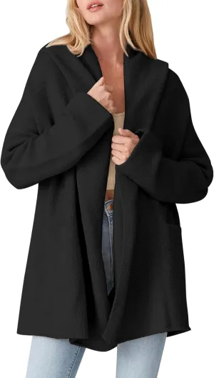 Cakulo Womens Long Hooded Cardigan Sweaters Oversized Fall Cardigans 2025 Open Front Knit Sweater Coats Pockets