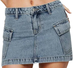 High Stretchy Cargo Skirt for Women Low Waist Y2k Mini Skirt Denim Casual Lightweight Multicolor Skirt with Pockets