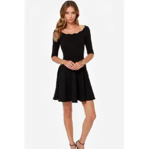 Ketty More Women's Round Neck Half Sleeves Short Dress Black Back Look-KMWD074