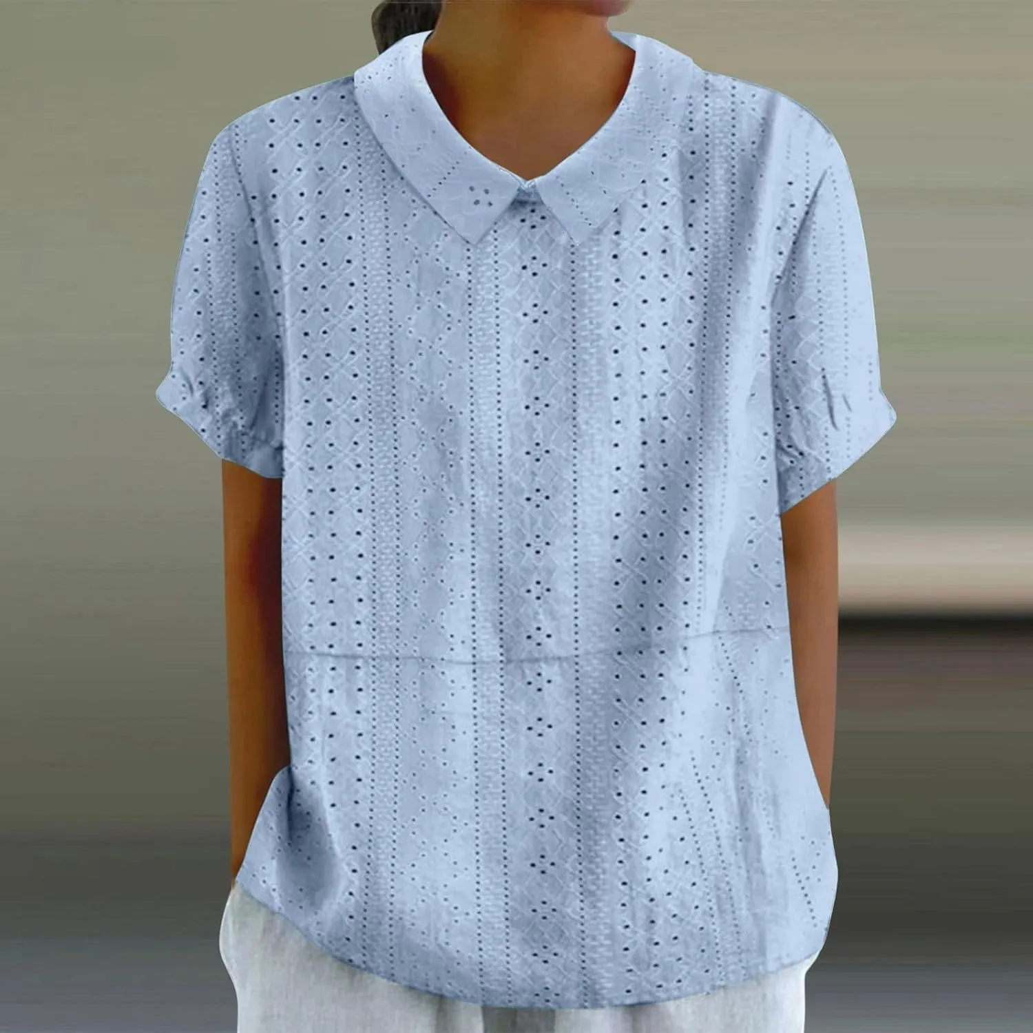 LCMTWX Casual V Neck Button Down Shirts for Women Linen Loose Large Size Thin Lapel Shirt Short Sleeved Blouse Women'S