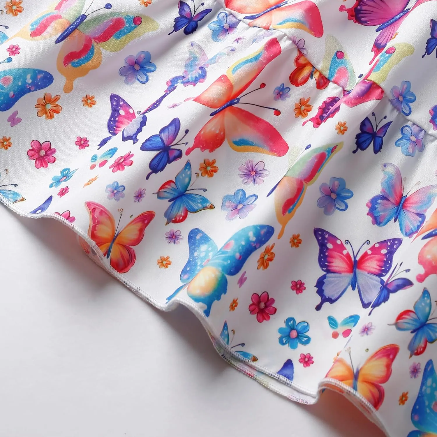 Little Girls Dresses Casual Summer Dress Ruffle Sleeve Floral Tiered Sundress Smocked Shirred Party Dress 3-10 Years