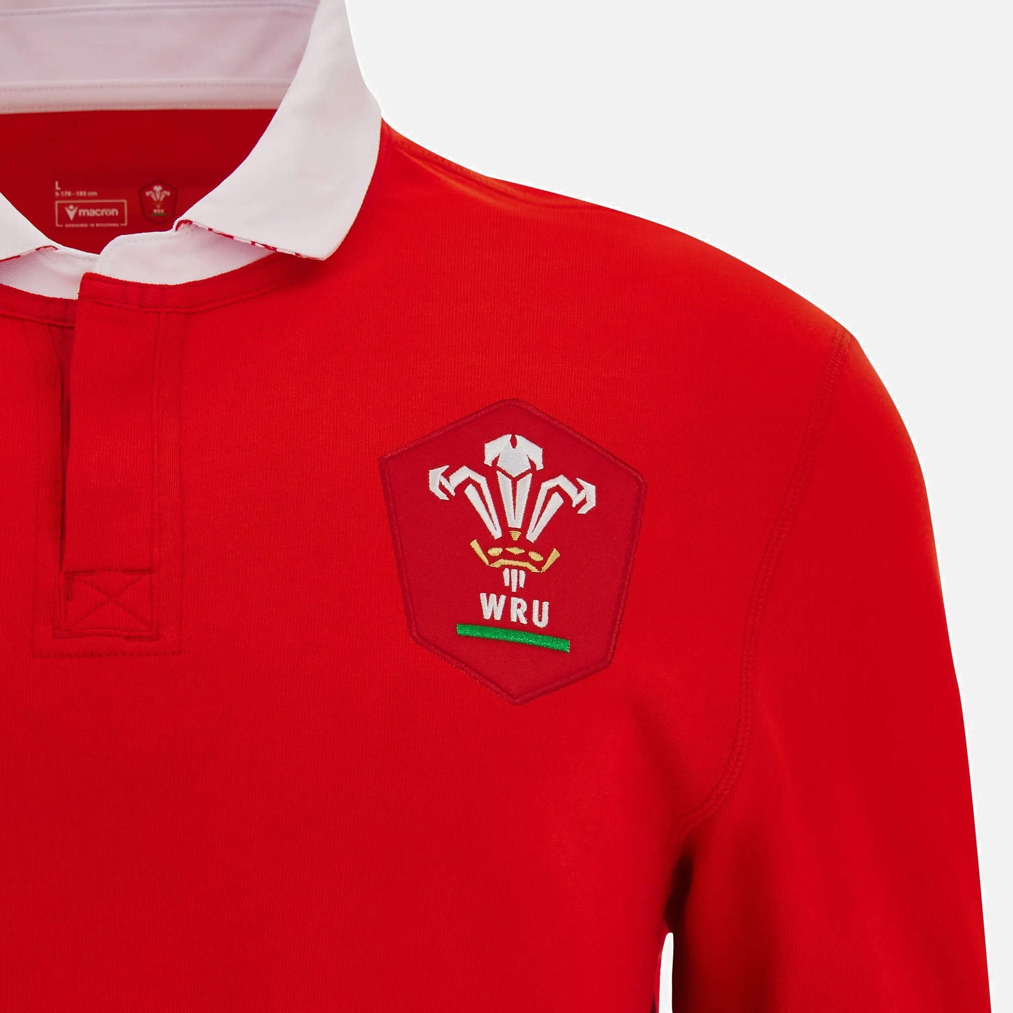 Macron Wales WRU 23/24 HOME 6 Nations L/S Rugby Shirt