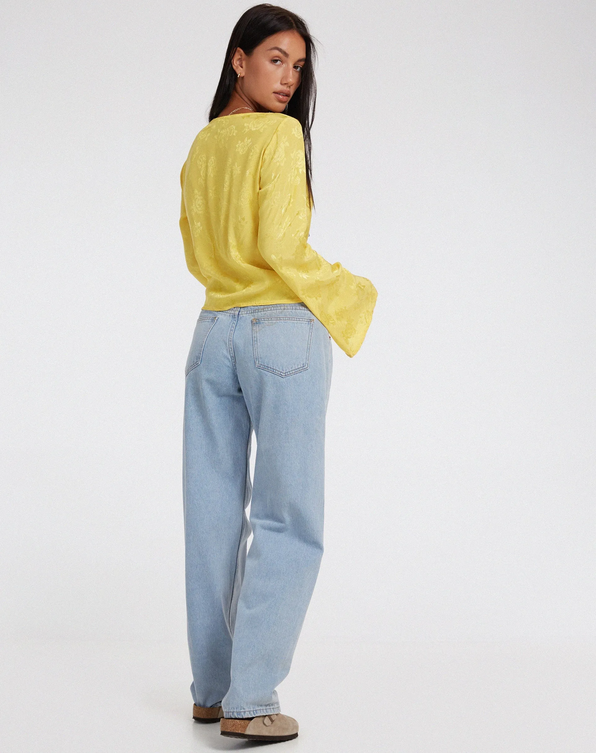 Merida Long Sleeve Top in Satin Rose Sunshine Yellow