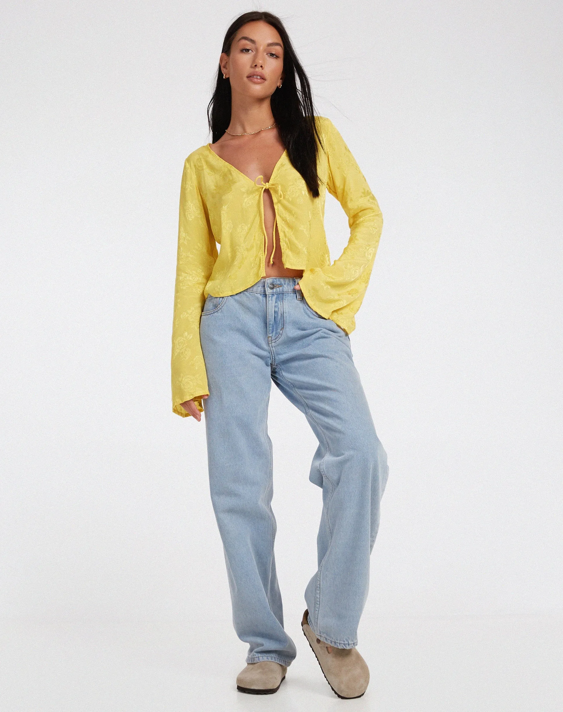 Merida Long Sleeve Top in Satin Rose Sunshine Yellow