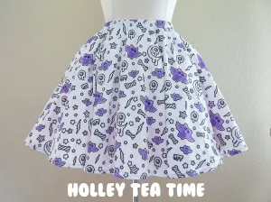 Milky bat night white skater skirt [made to order]