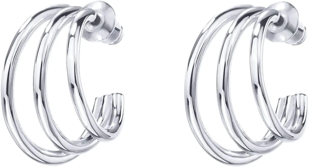 PAVOI 14K Gold Plated Sterling Silver Post Split Huggie Earrings | Rose/White/Yellow Gold Earrings for Women