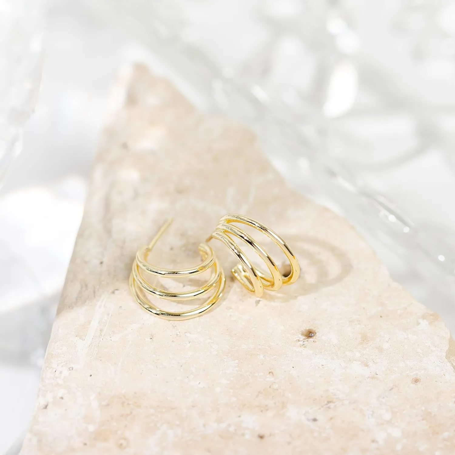PAVOI 14K Gold Plated Sterling Silver Post Split Huggie Earrings | Rose/White/Yellow Gold Earrings for Women