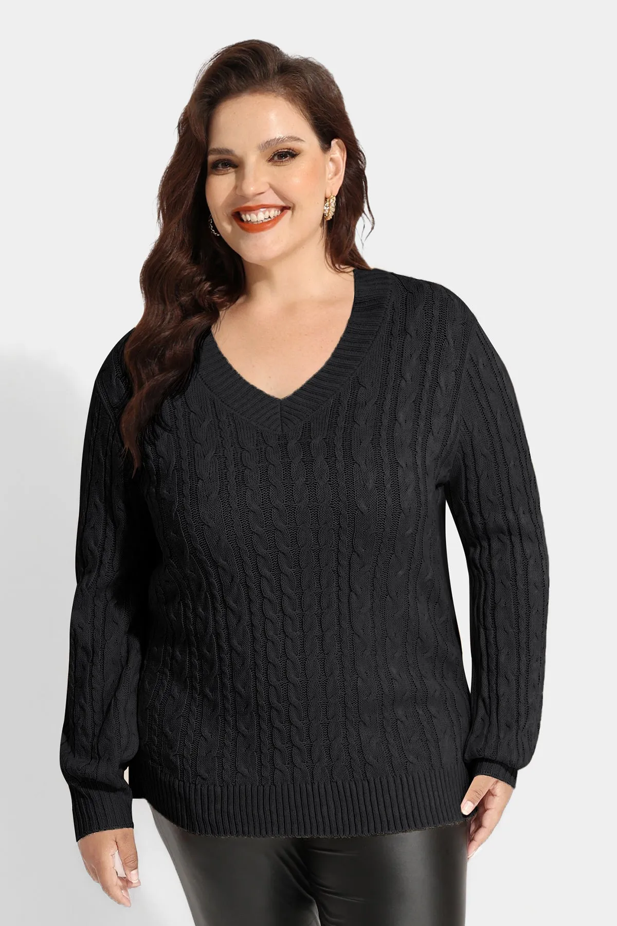 Plain Texture Woolen Long Sleeve Sweater