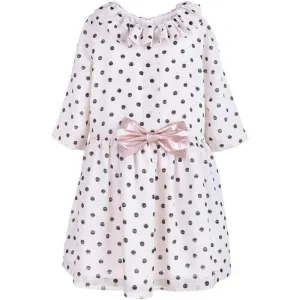 Polka Dot Ruffle Neck Tea Dress