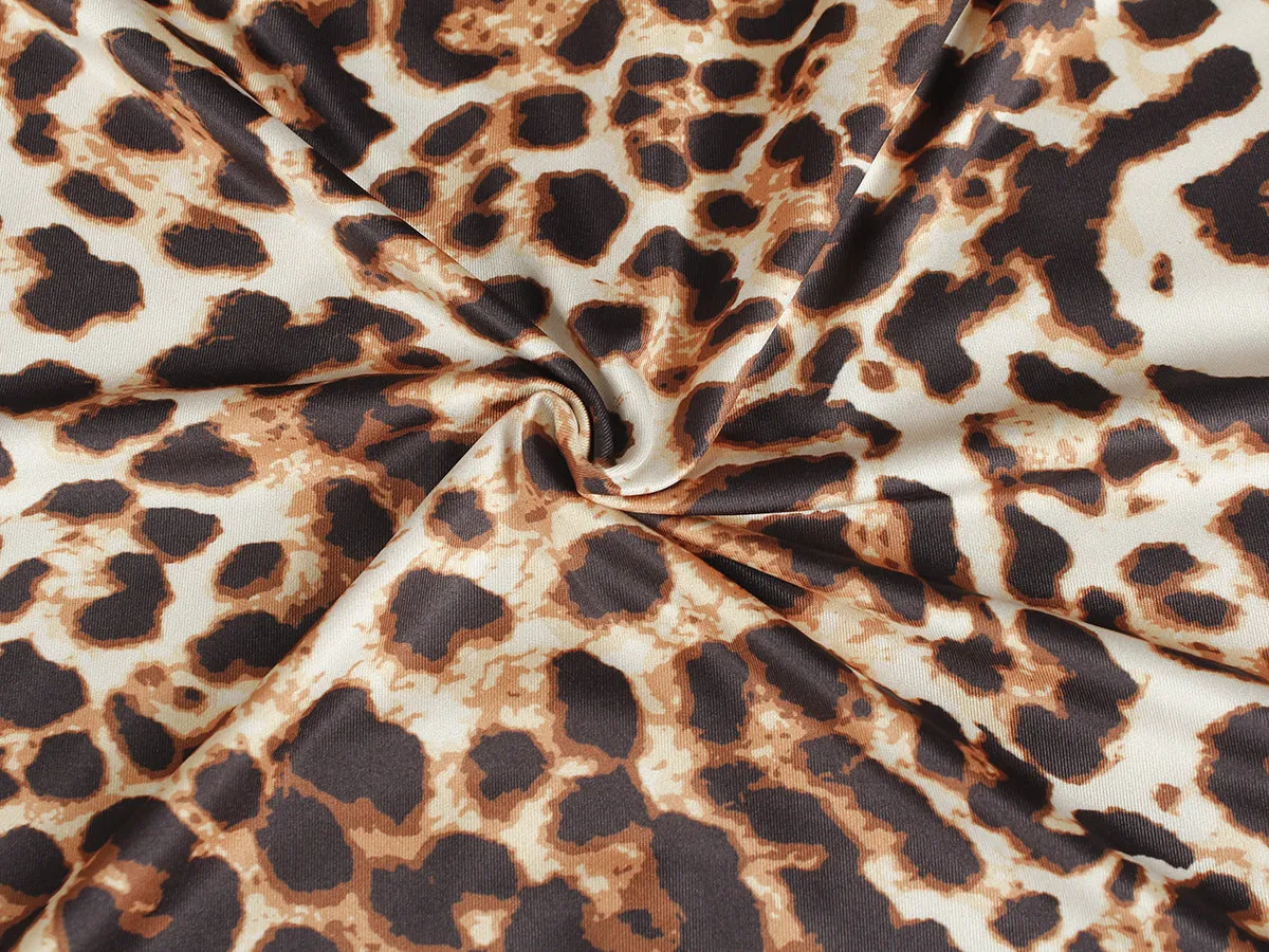 Printed Skirt Leopard Print Sexy Fashion Lace-up Dress