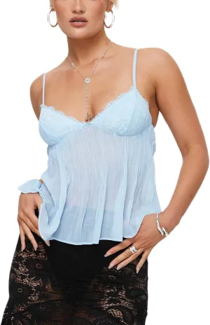 Seyurigaoka Women Babydoll Tank Tops Y2k Spaghetti Strap Cami Peplum Top Flowy Sleeveless Shirts Camisole