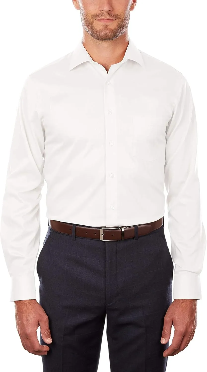 Van Heusen Men's Dress Shirt Regular Fit Flex Collar Stretch Solid, White, 16" Neck 32"-33" Sleeve