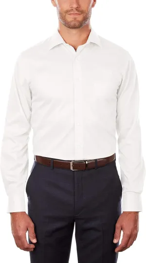 Van Heusen Men's Dress Shirt Regular Fit Flex Collar Stretch Solid, White, 16" Neck 32"-33" Sleeve