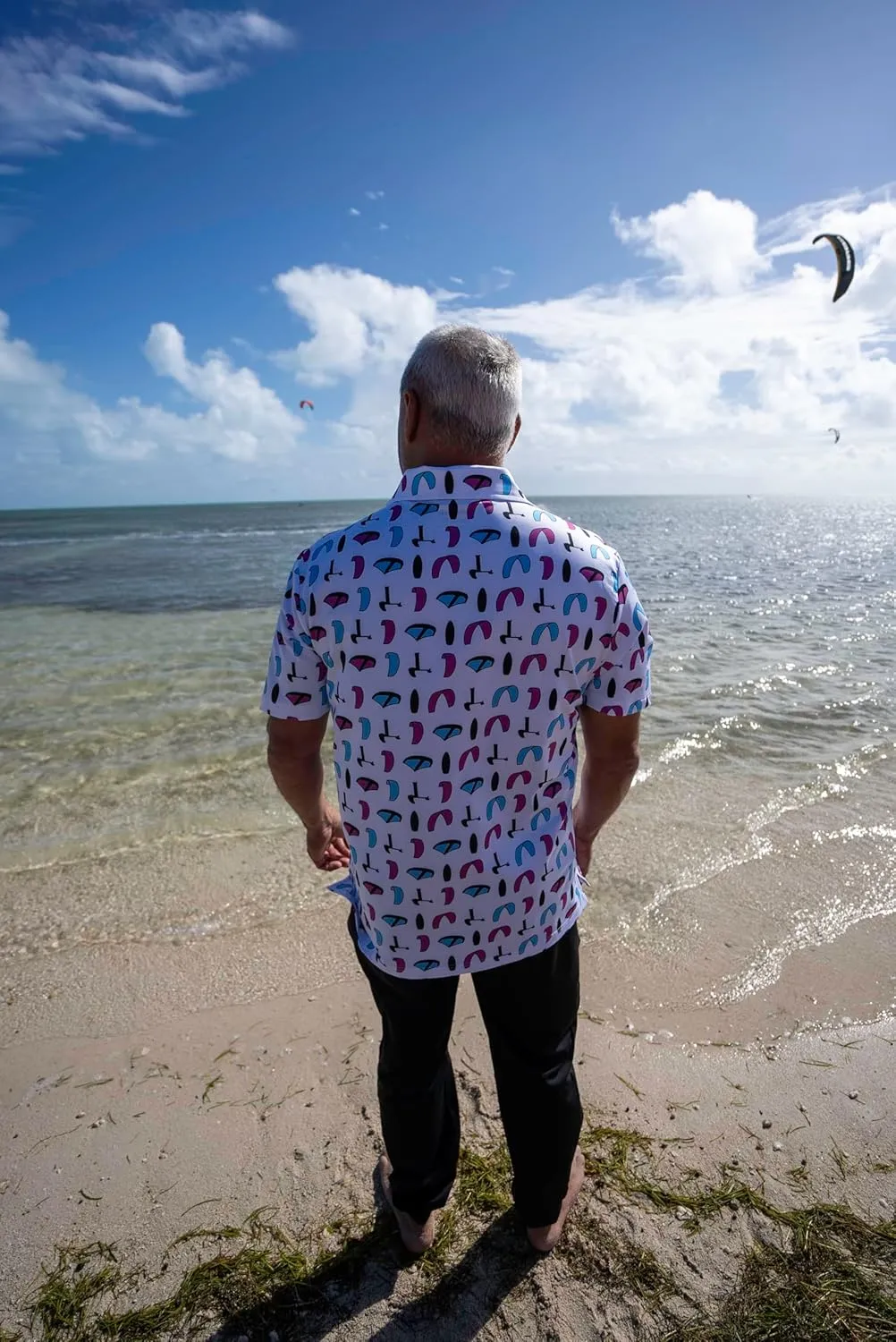 Wing/Foil Polo T-Shirt  Lightweight, Quick-Dry, UV Protection  Black or White  Mens & Womens S-XL