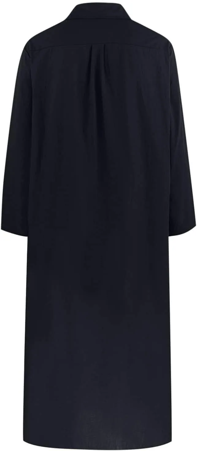 Womens Cotton Linen Shirt Dress Button Down Long Sleeve Maxi Shirtdress Casual Loose Lapel Collared Pocket