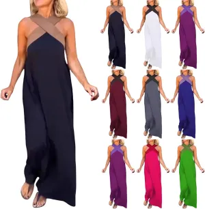 Womens Halter Dresses for Wedding Guest Criss Cross Strap Dress Flowy Casual Maxi Dresses Party Fashion Dress 2025