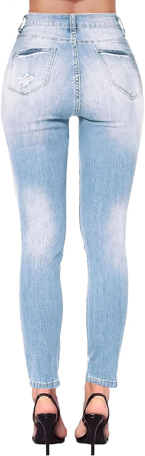 Women's High Waisted Jeans for Women Ripped Skinny Stretch Jeans Distressed Butt Lifting Denim Pants