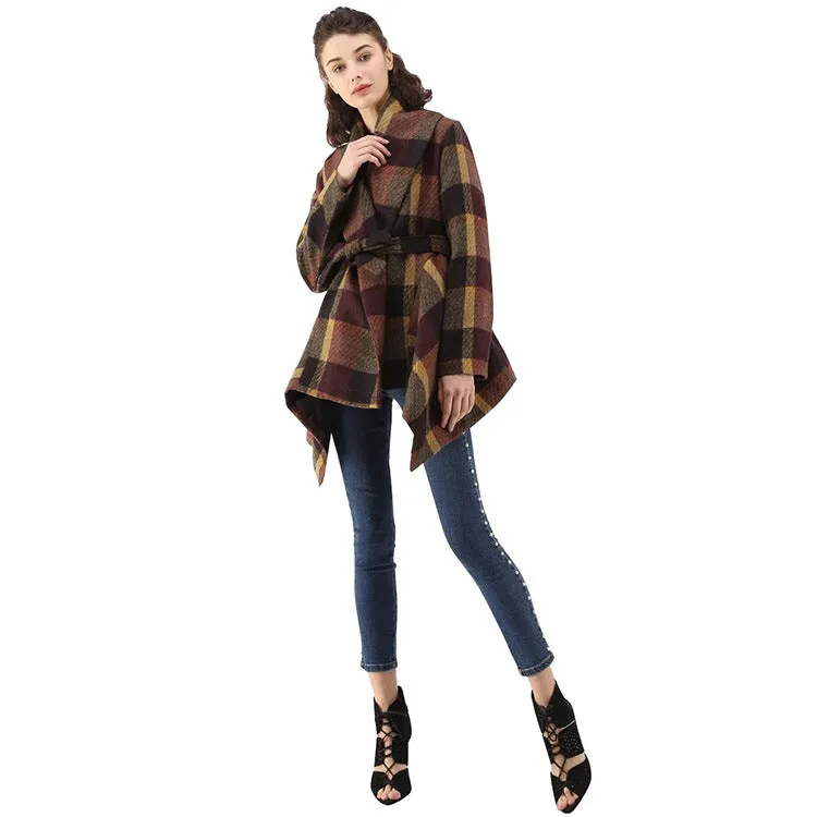Women's Plaid Woolen Coat Autumn and Winter