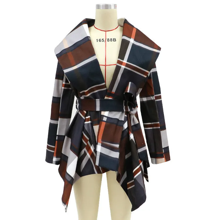 Women's Plaid Woolen Coat Autumn and Winter