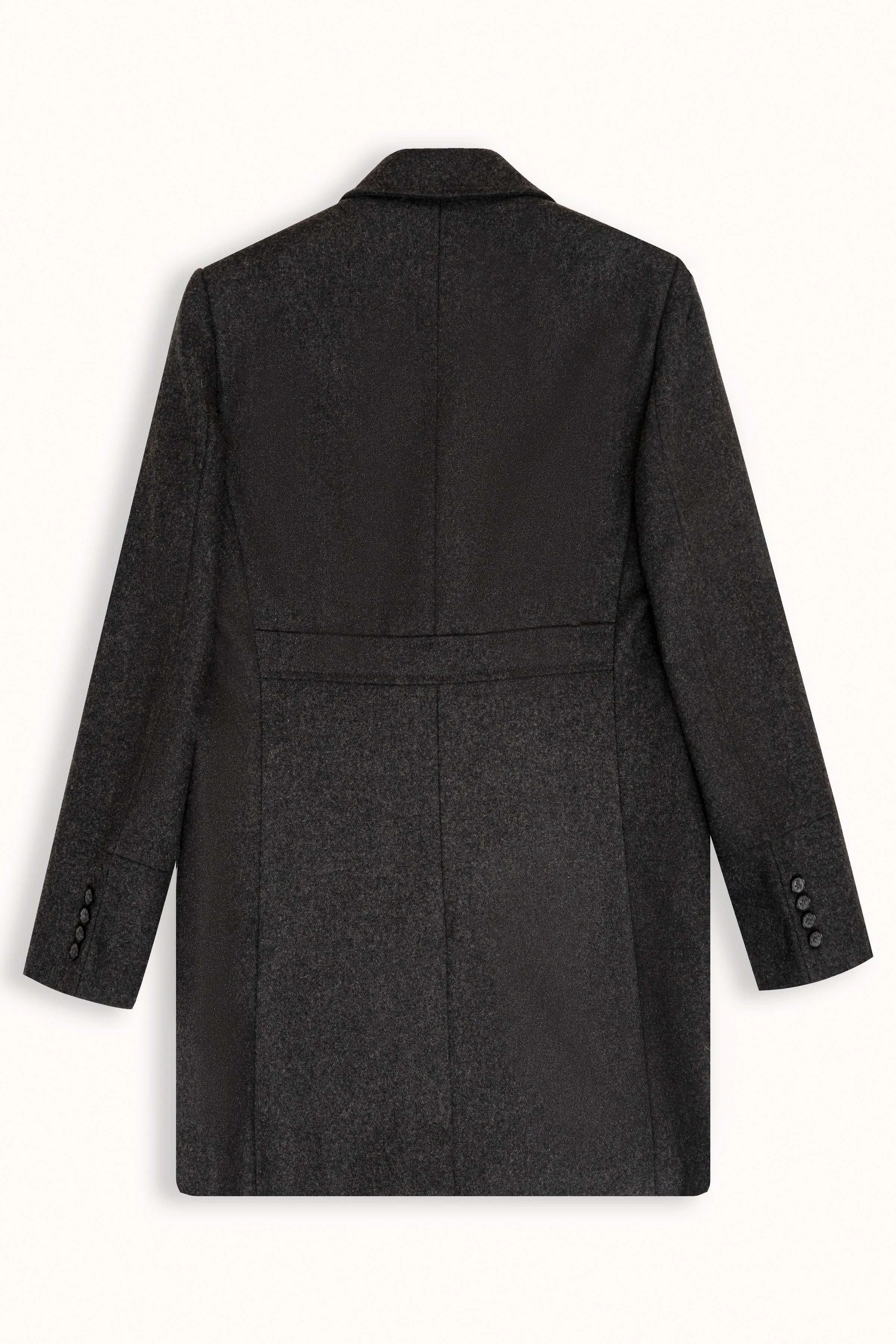 WOOLEN LONG COAT DOUBLE BREASTED CHARCOAL GREY