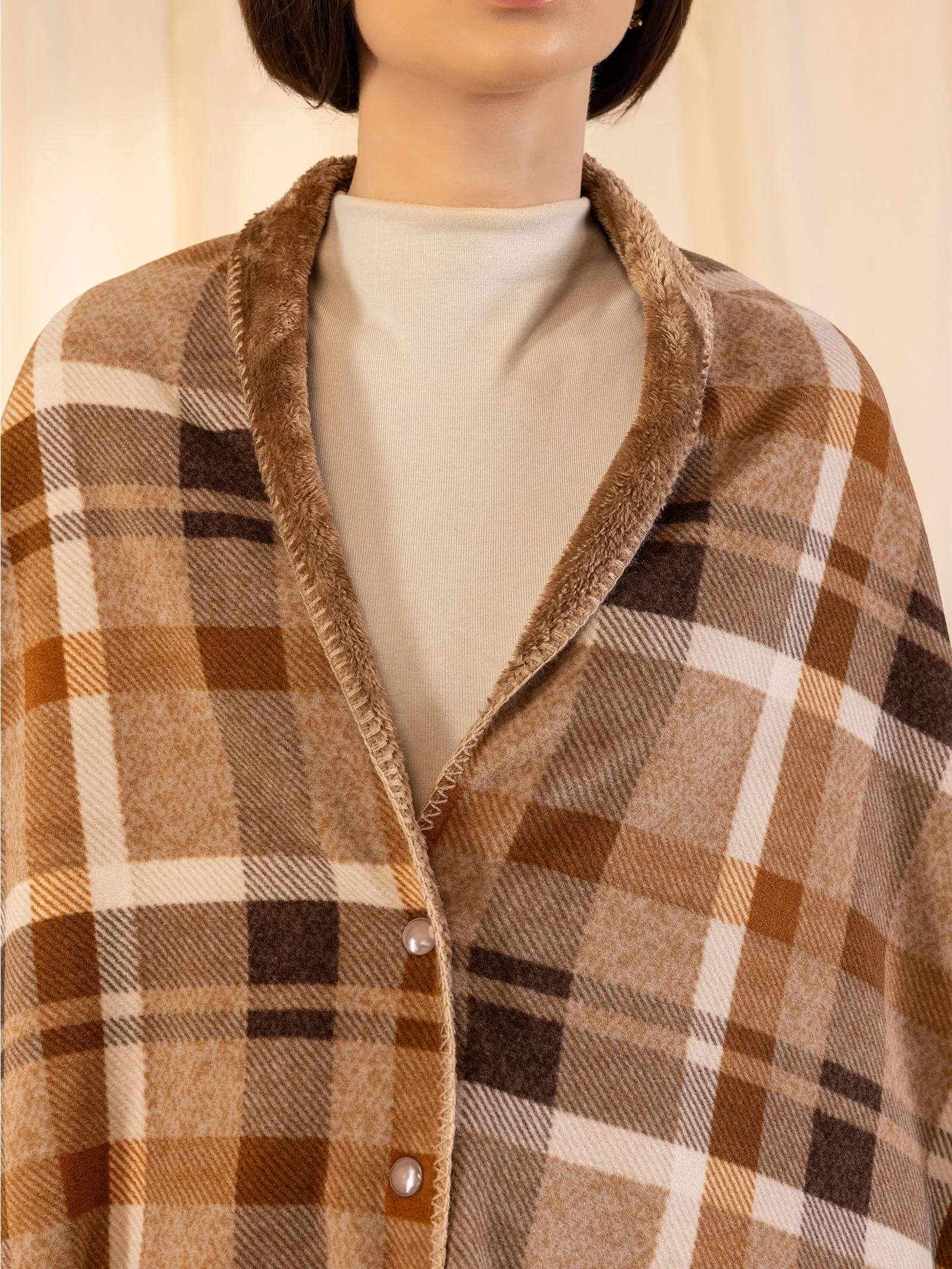 Woolen Reversible Wrap - Brown