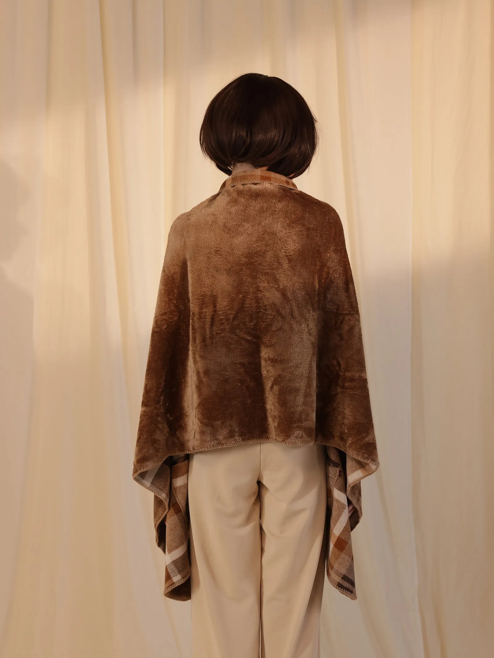 Woolen Reversible Wrap - Brown