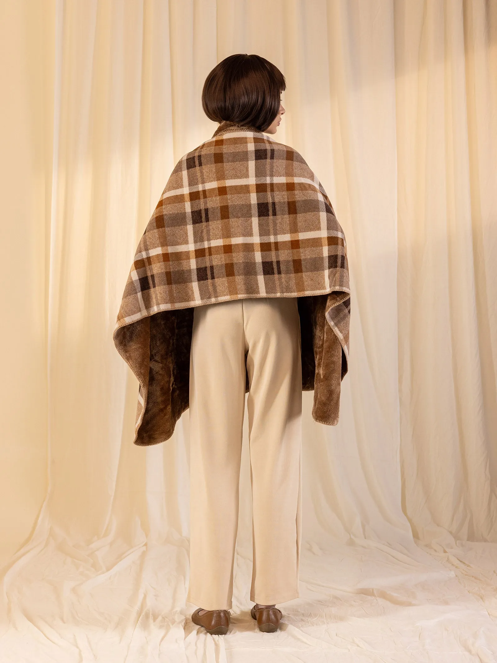 Woolen Reversible Wrap - Brown