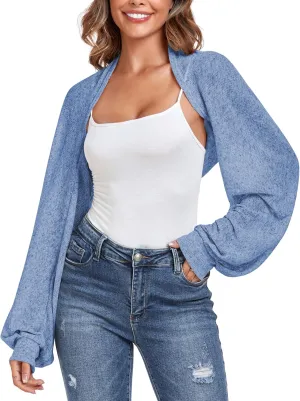 ZAFUL Women's Sheer Shrug Y2K Long Sleeve Cardigans 2025 Irregular Tie Front Bolera