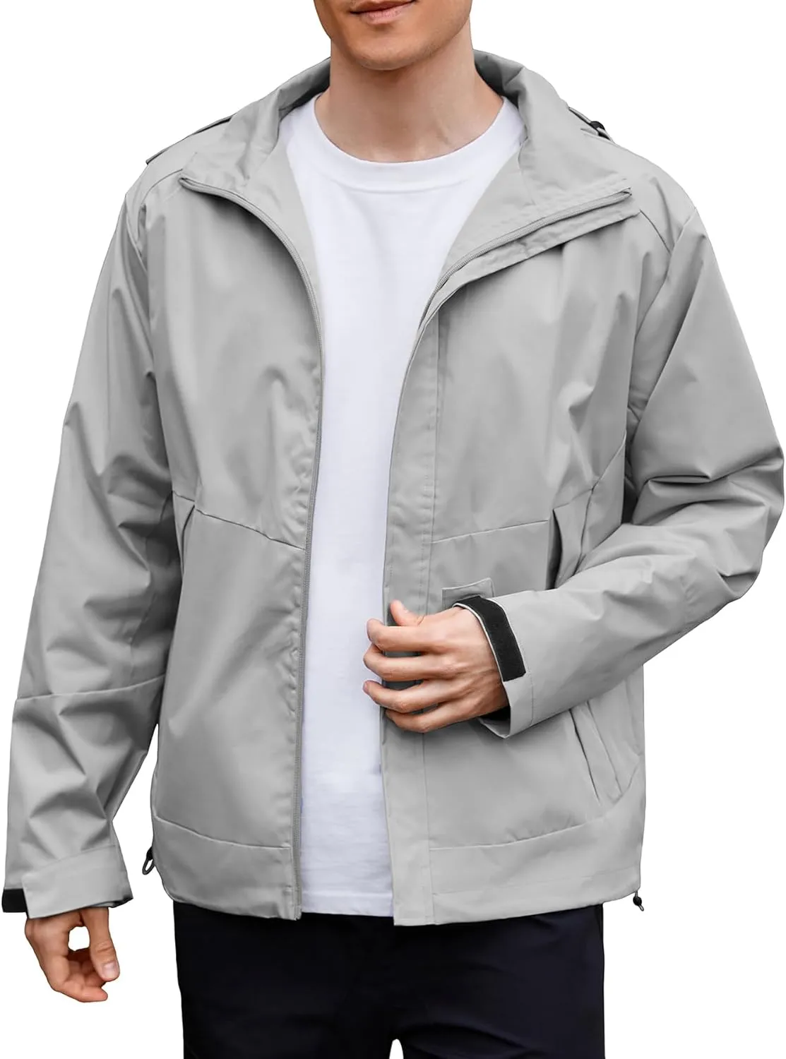 Zando Mens Rain Jacket Waterproof with Hood Sport Jacket for Men Windbreaker Lightweight Raincoat Cycling Golf Travel Fishing