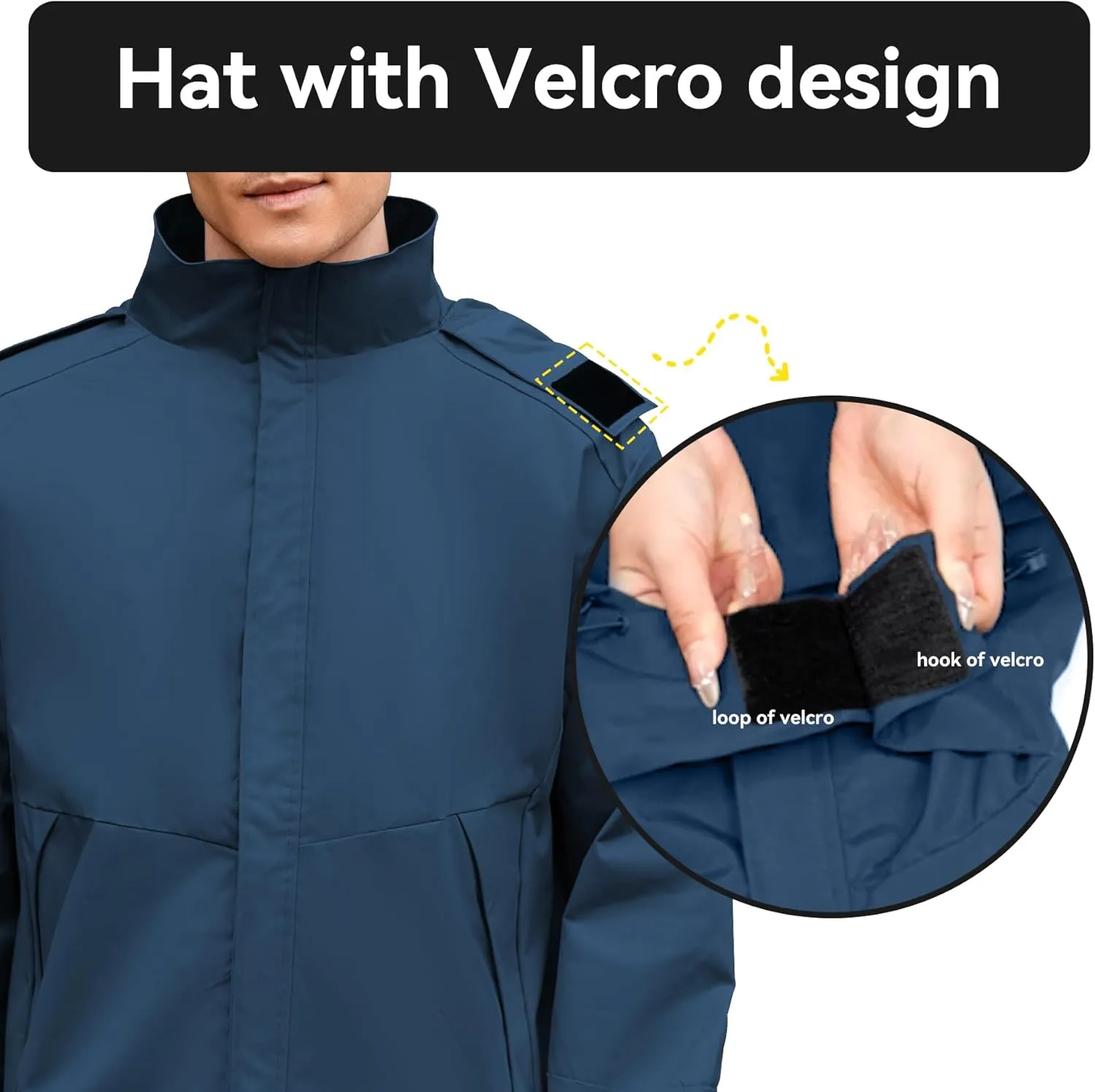 Zando Mens Rain Jacket Waterproof with Hood Sport Jacket for Men Windbreaker Lightweight Raincoat Cycling Golf Travel Fishing