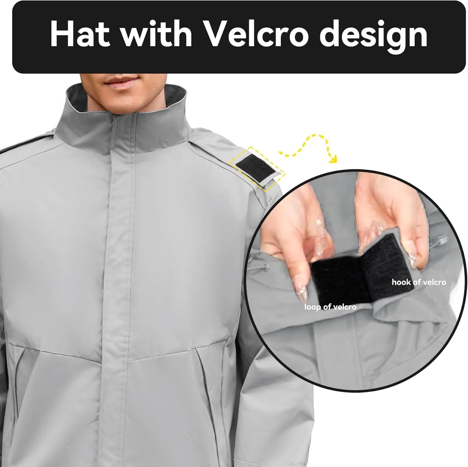 Zando Mens Rain Jacket Waterproof with Hood Sport Jacket for Men Windbreaker Lightweight Raincoat Cycling Golf Travel Fishing