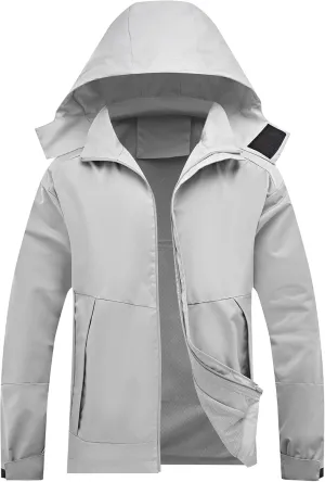 Zando Mens Rain Jacket Waterproof with Hood Sport Jacket for Men Windbreaker Lightweight Raincoat Cycling Golf Travel Fishing